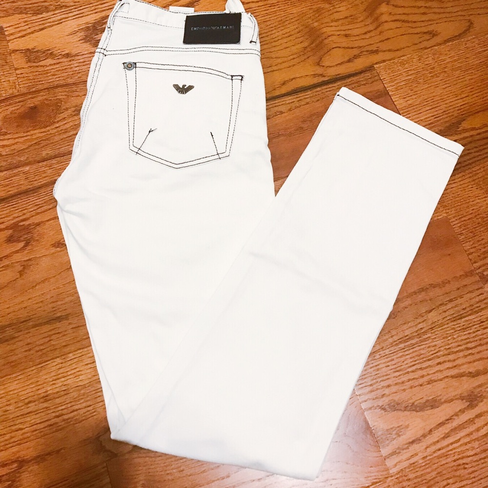 Emporio Armani Men’s White Straight Leg Jeans